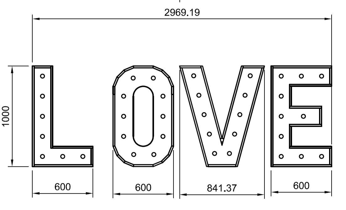 Dimension LOVE Buchstaben